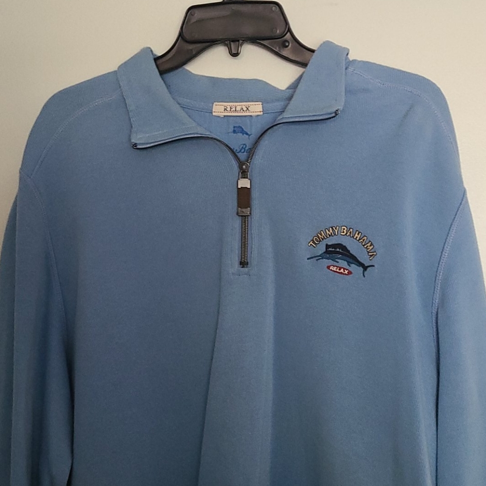 Tommy Bahama quarter zip sweater blue large